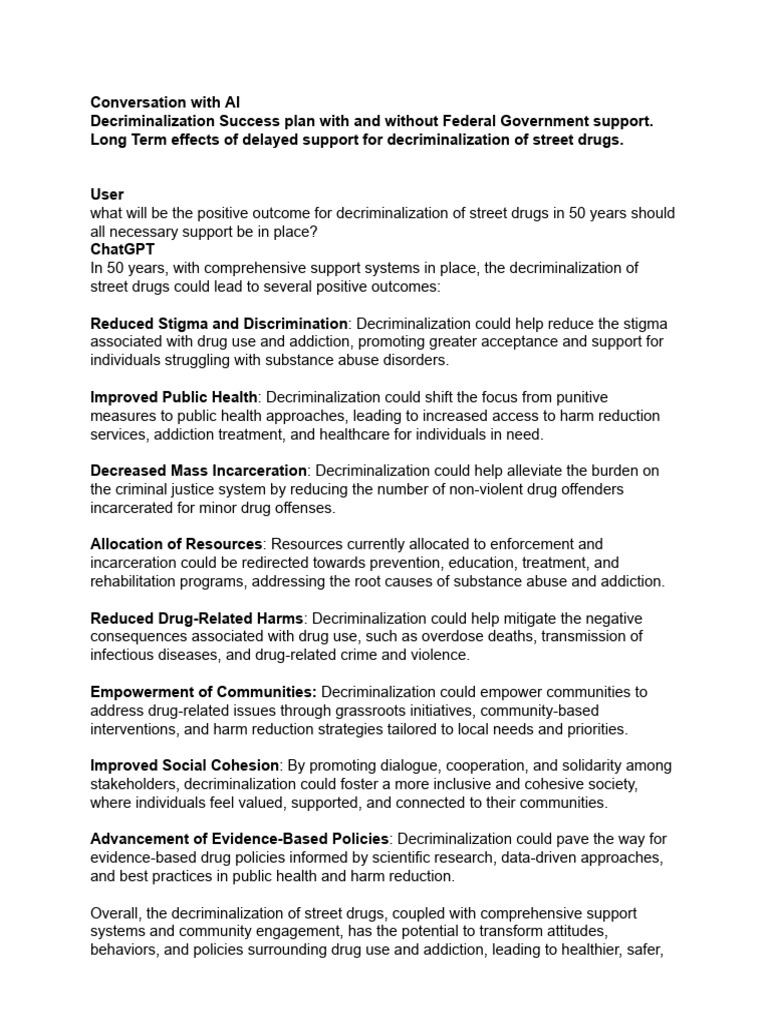 Decriminalization Success Plan With and Without Federal Government ...