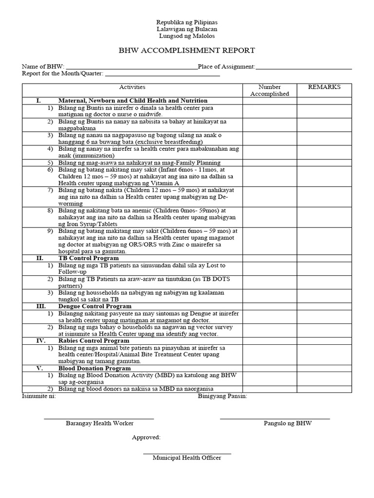 BARANGAY HEALTH WORKER BHW Registry Form | PDF