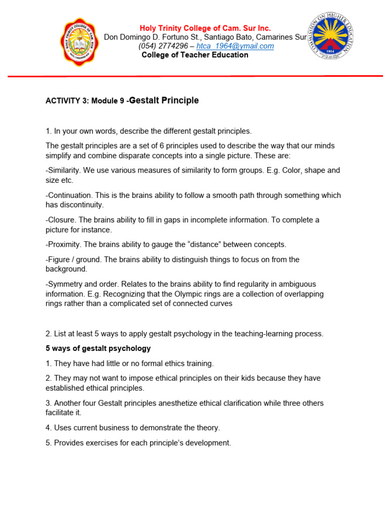 Activity 3 Module 9 Pdf Psychology Cognition