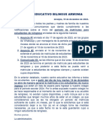 Notificación Reingreso Cierre Perido Matricula