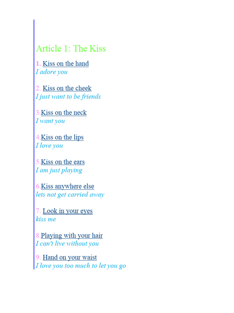 Life Lessons | PDF | Kiss