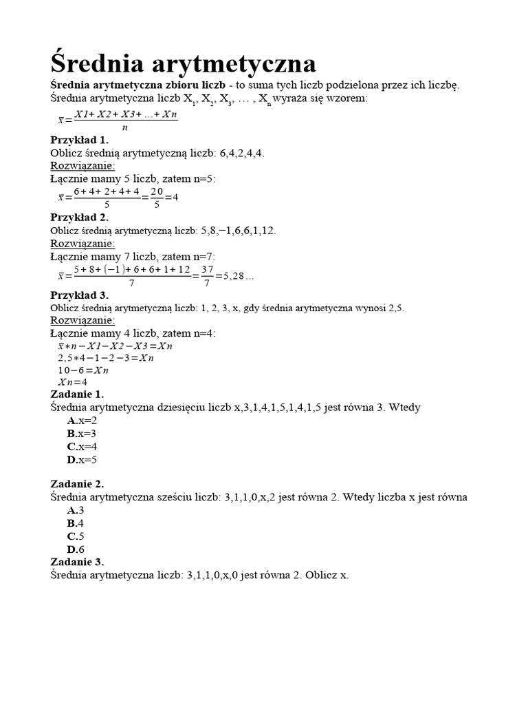 rednia-arytmetyczna-pdf