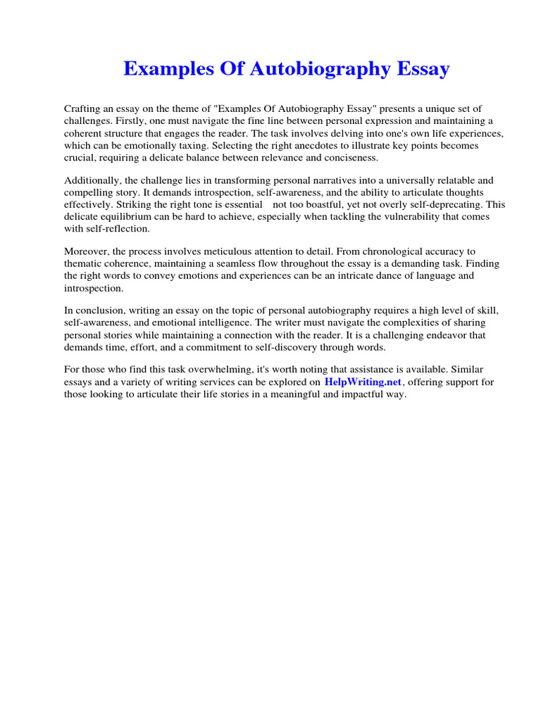 Autobiography Essay Writing Guide | PDF | Essays | Medicine