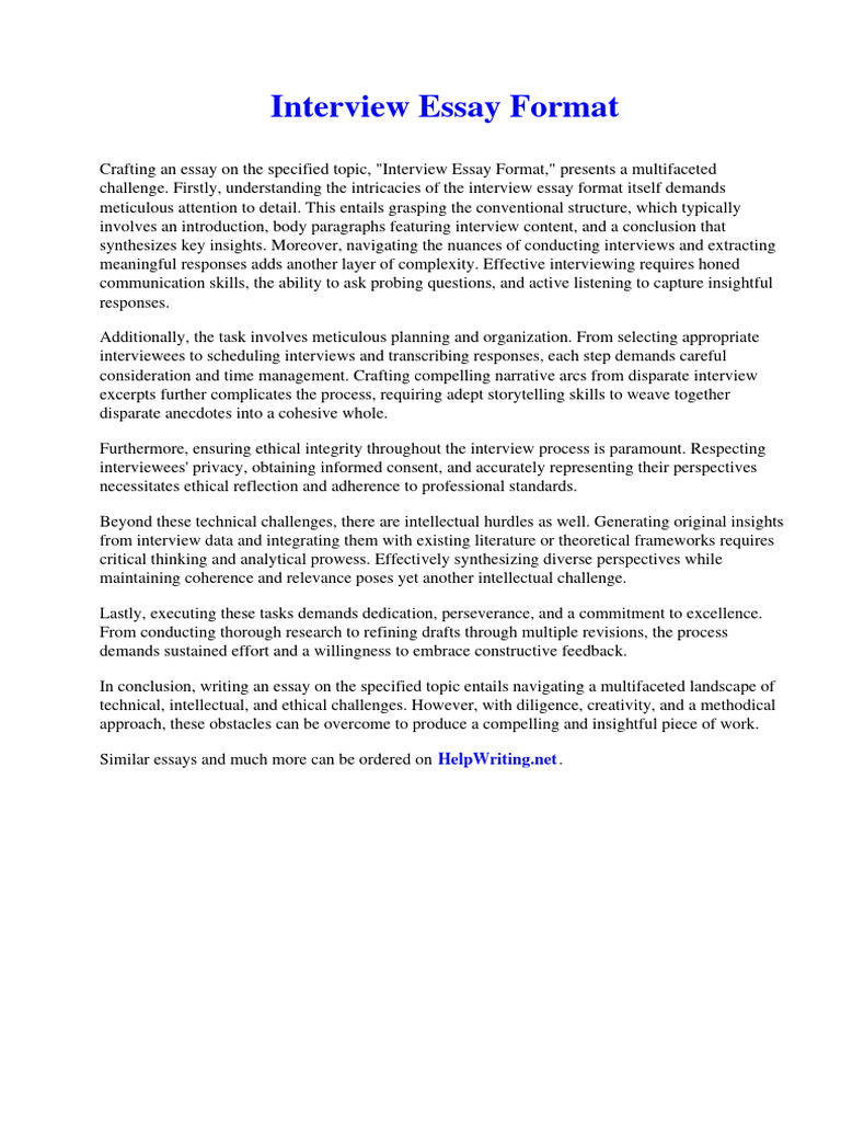 Interview Essay Format | PDF
