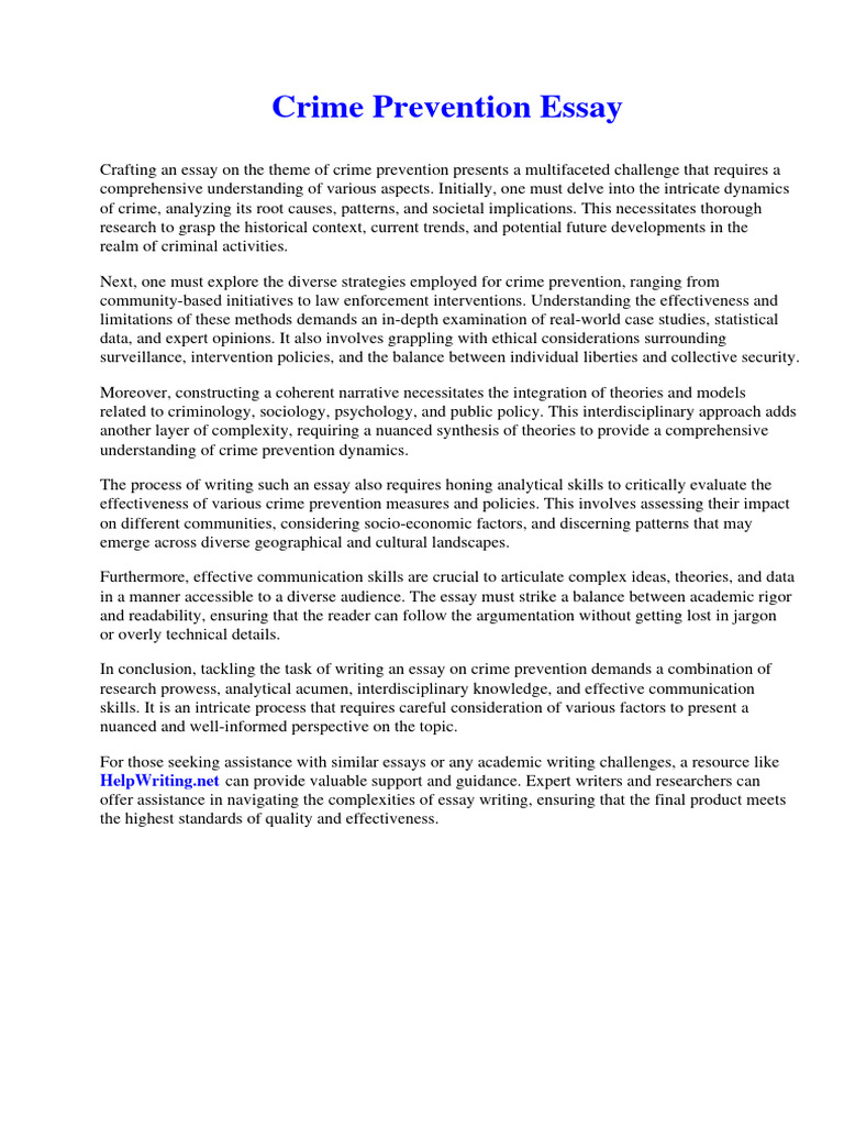 Crime Prevention Essay PDF Cost Of Living Price Indices