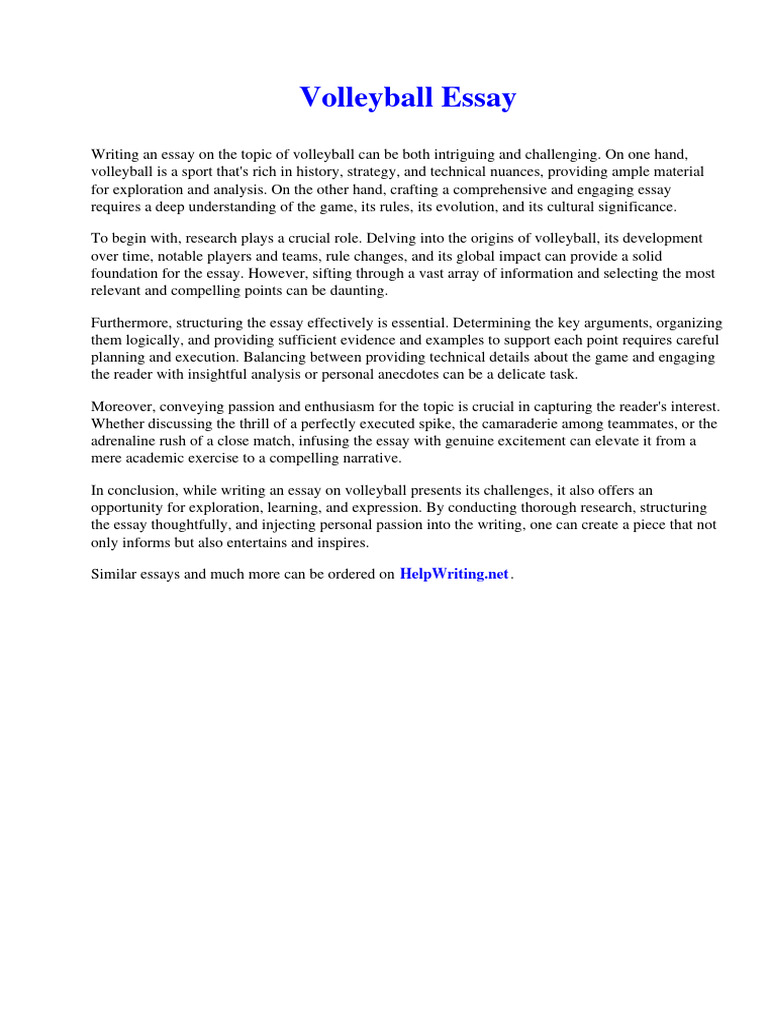 Volleyball Essay PDF Private Prison Nuclear Reactor