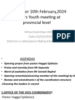 Minutes For 10th February, 2024 Leaders Youth Meeting at Provincial Level