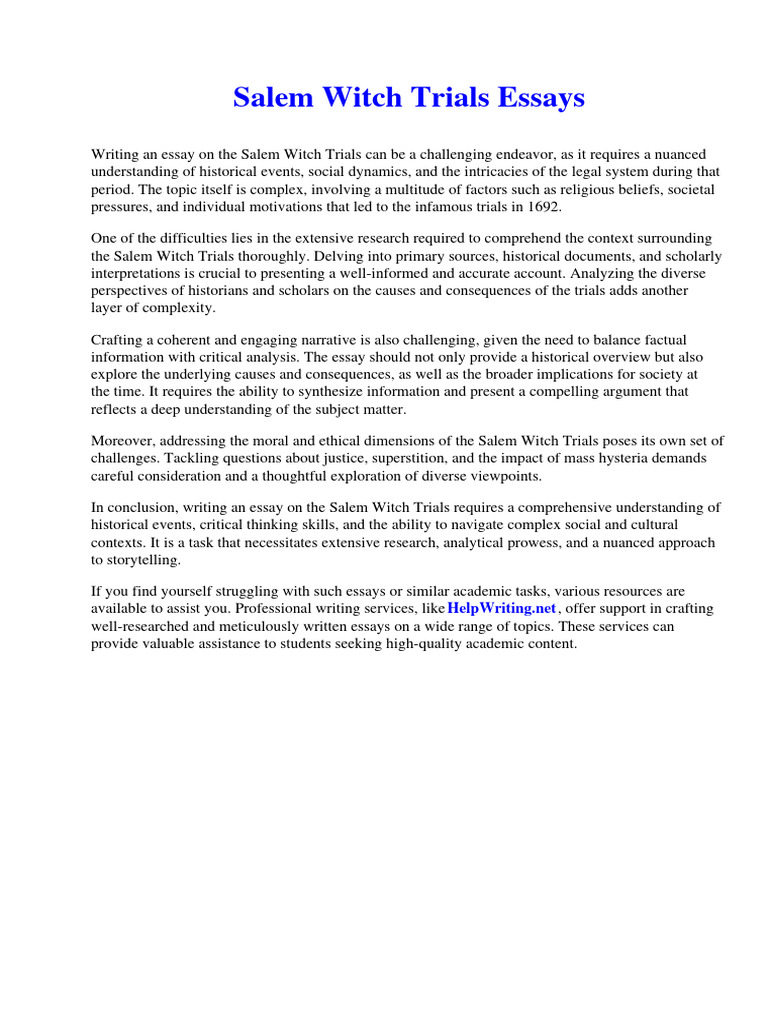 Salem Witch Trials Essays PDF Hard Disk Drive Computer Data Storage