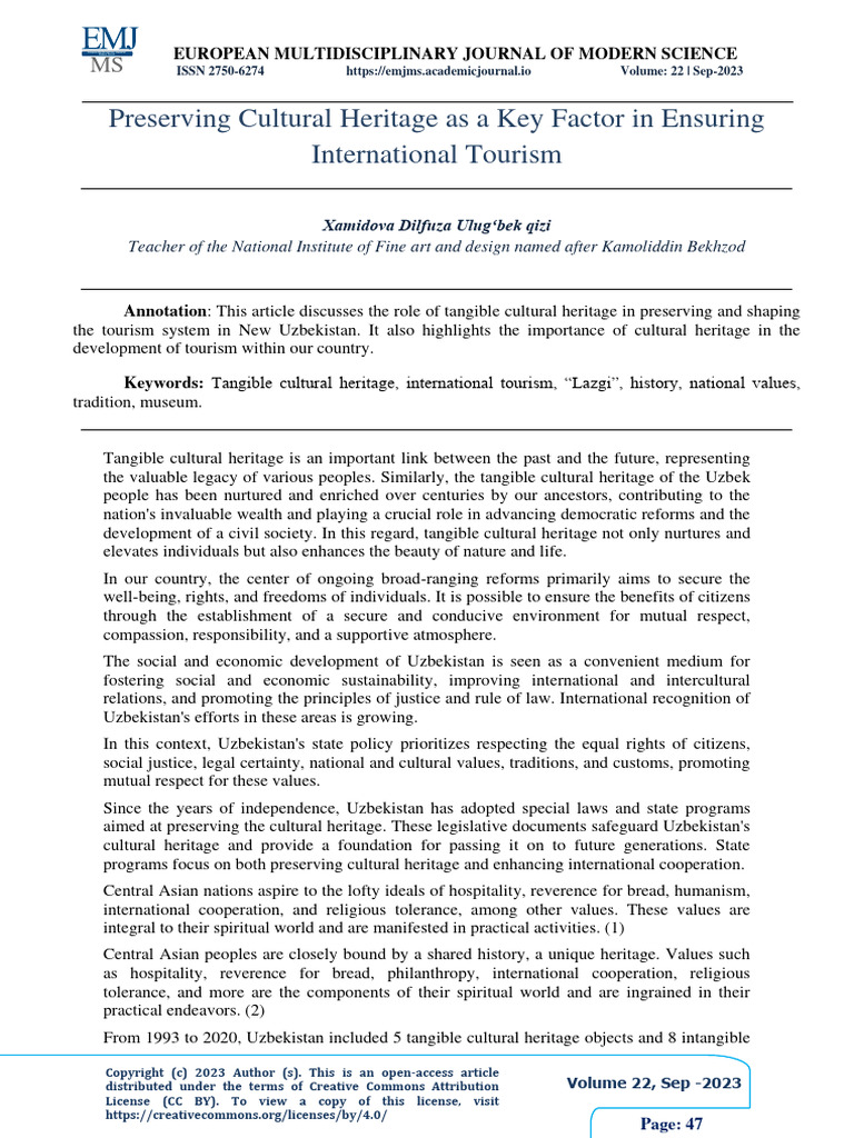 Preserving Cultural Heritage As A Key Factor in Ensuring International ...