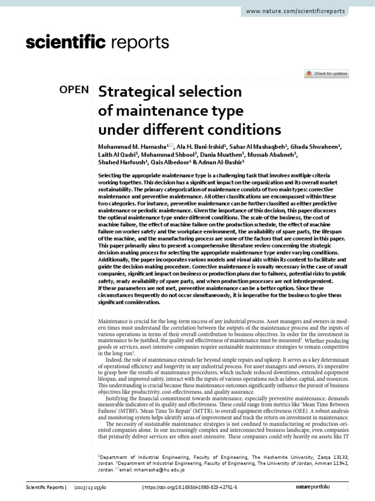 Maintenance Strategy Selection | PDF | Reliability Engineering ...