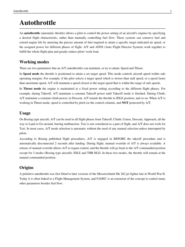Auto Throttle PDF Transport Aerospace
