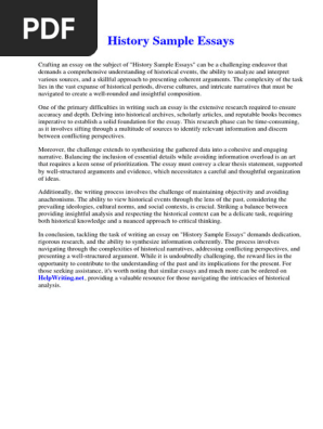History Sample Essays