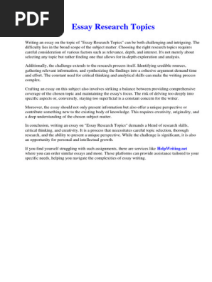 Essay Research Topics