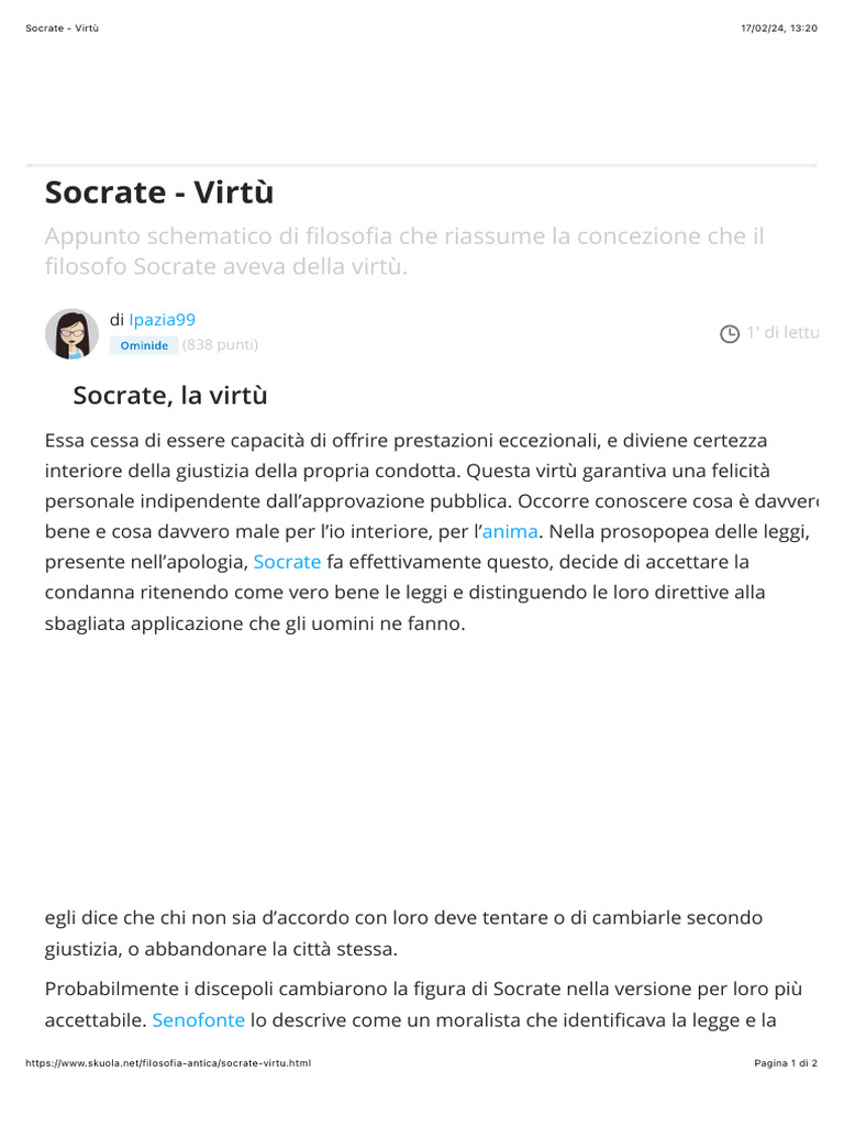 Socrate - Virtù | PDF