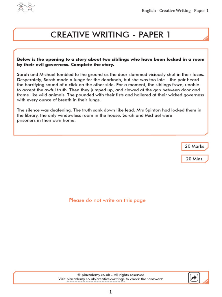 Siblings' Escape: Creative Writing Prompt | PDF, image size:768x1024