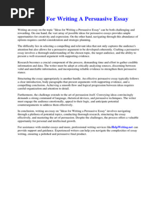 Ideas for Writing a Persuasive Essay