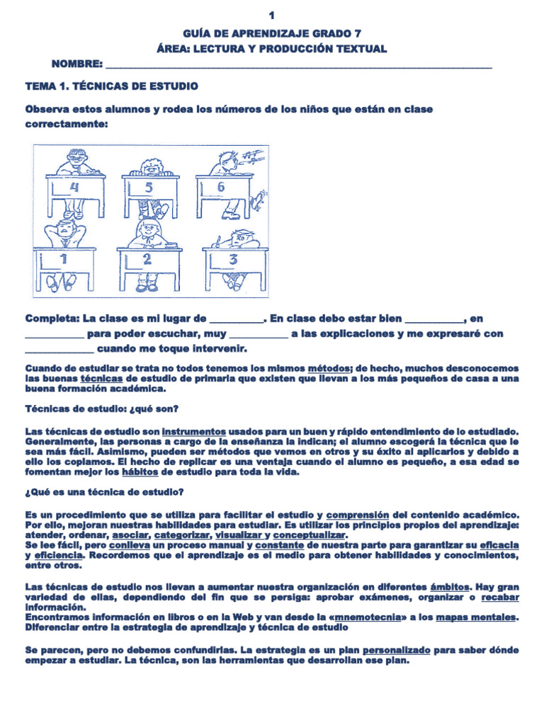 GUÍA DE APRENDIZAJE GRADO 7 Lectura | Descargar gratis PDF ...