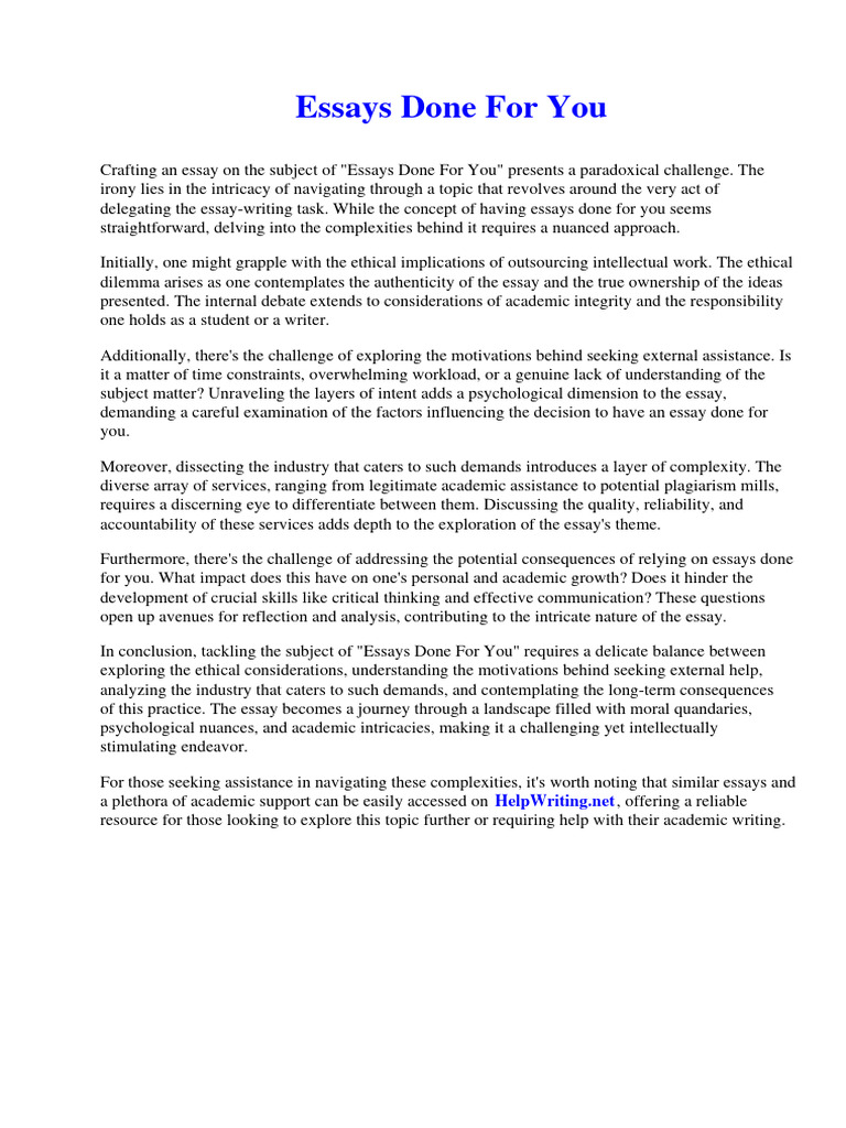 Essays done for you pdf