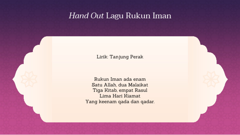 Lirik Lagu Rukun Iman Tanjung Perak | PDF