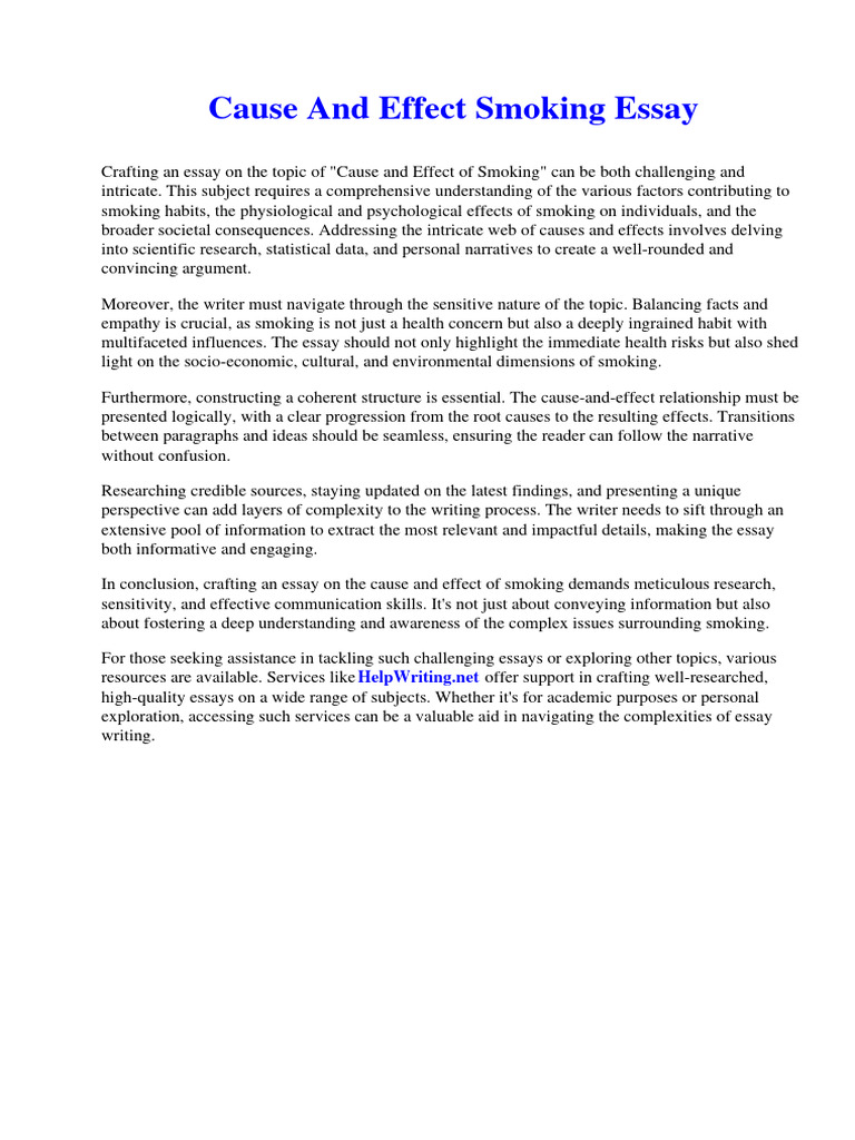 Cause and Effect Smoking Essay PDF