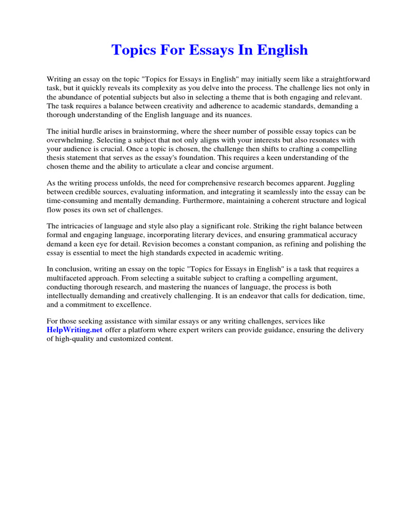 Essay Topics in English Writing | PDF | Acupuncture