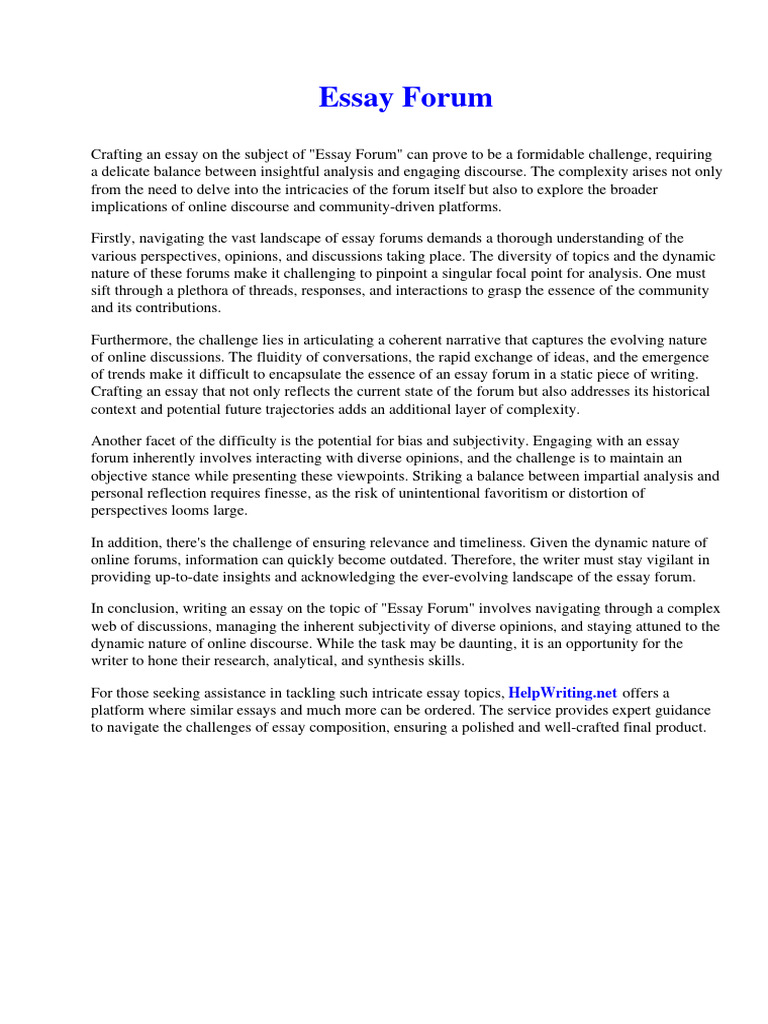 Essay Forum | PDF