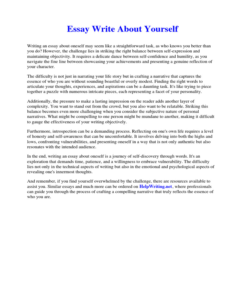 Essay Write About Yourself | PDF | Slavery