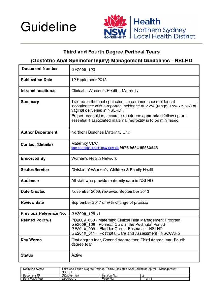 Third and fourth degree perineal tears pdf childbirth medicine
