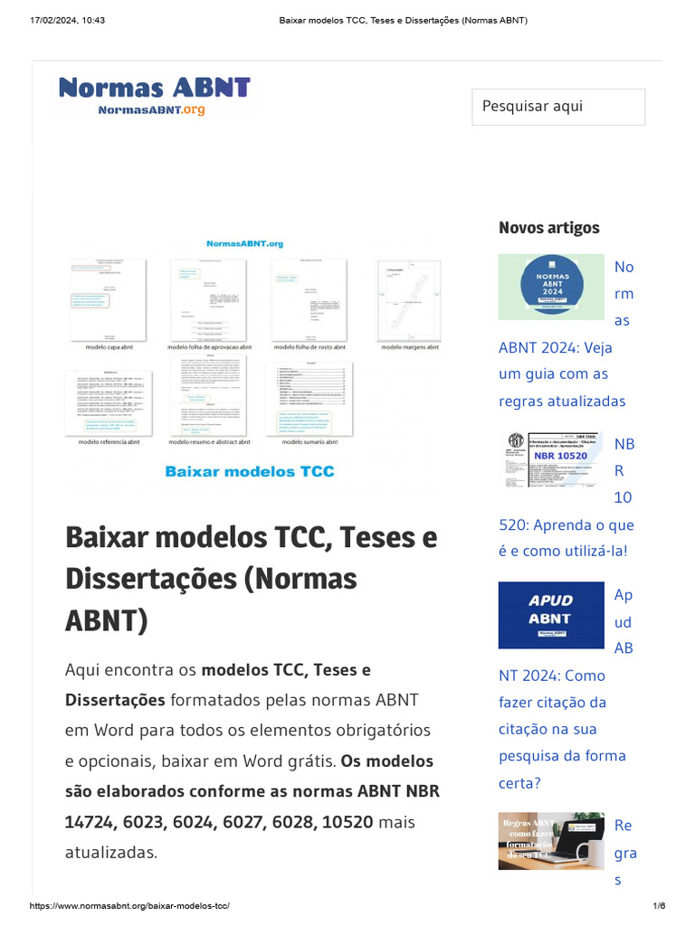 Baixar Modelos TCC, Teses e Dissertações (Normas ABNT) | PDF