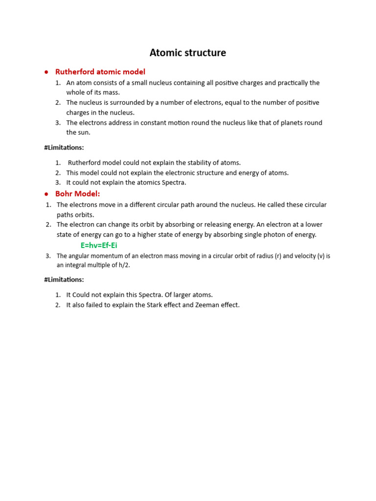 Rutherford and Bohr Atomic Models | PDF | Electron | Atoms