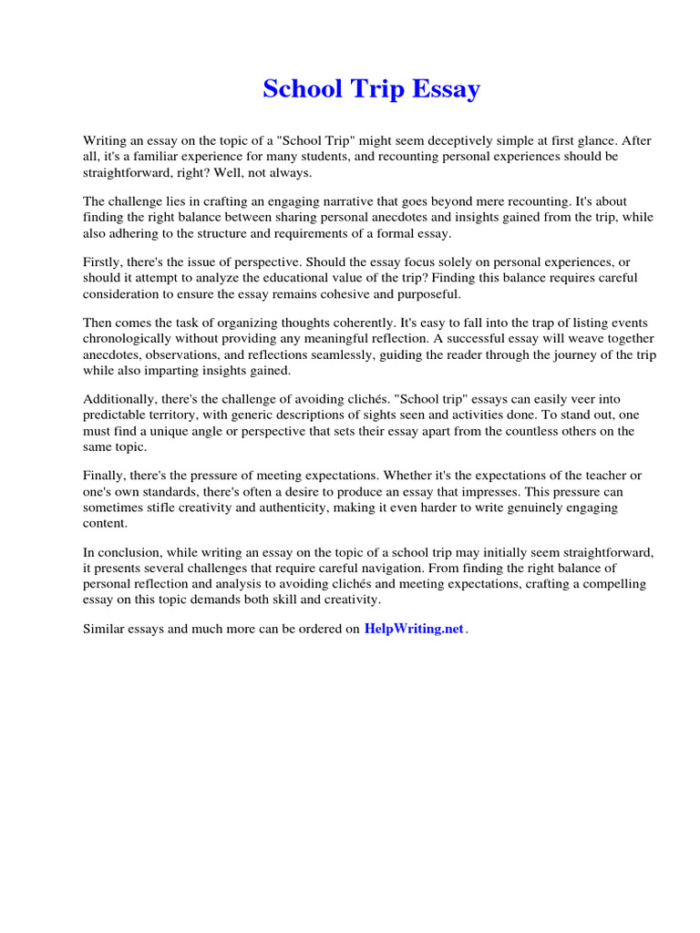 Importance Of Field Trip Essay 150 Words