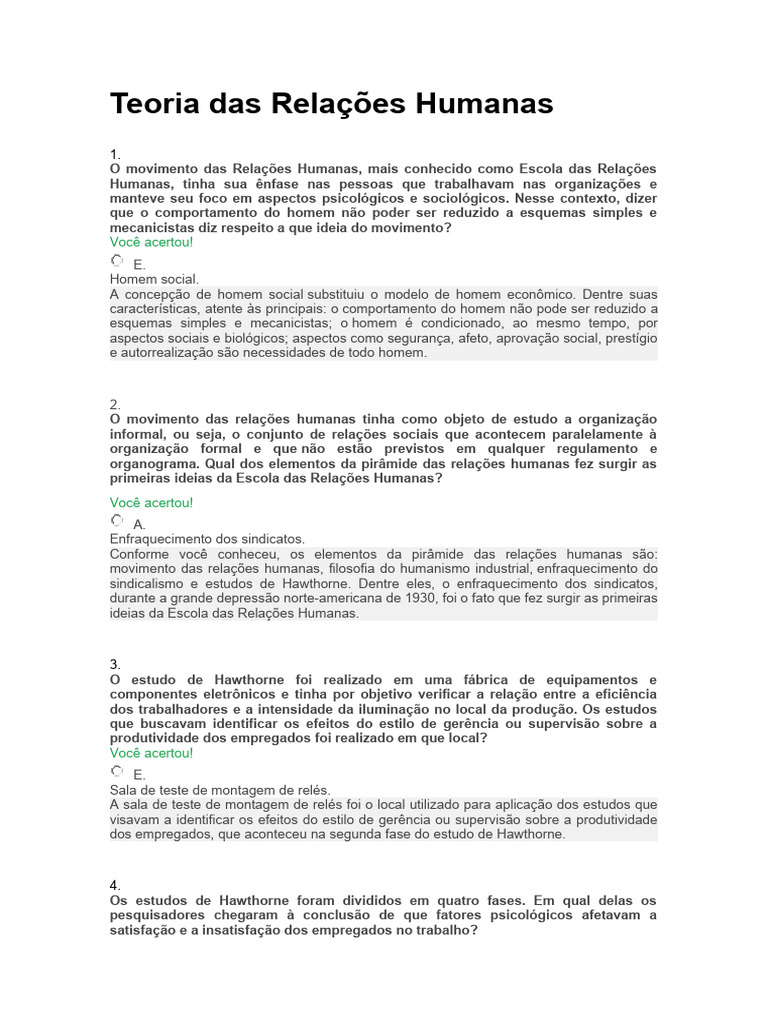 Teoria Das Relações Humanas Pdf