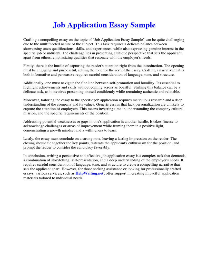 Job Application Essay Sample | PDF | Essays | German Shepherd