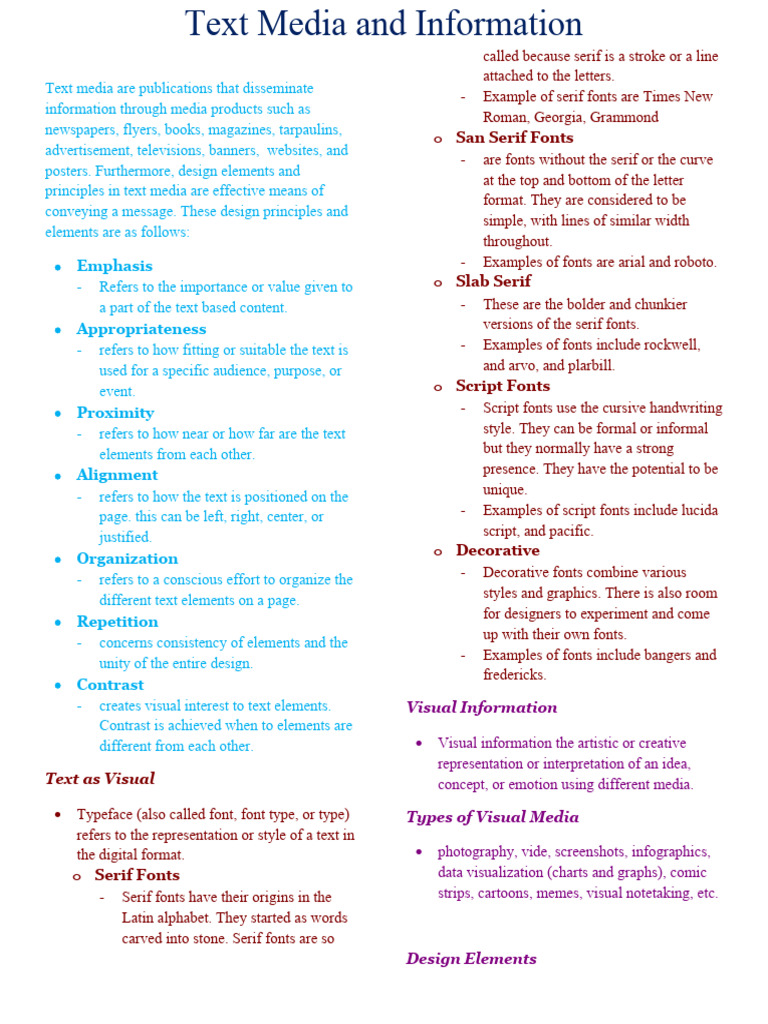 Text Media and Information | PDF | Typefaces | Serif