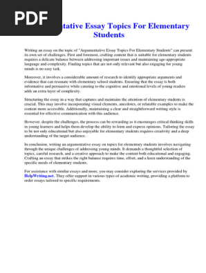 Argumentative Essay Topics for Elementary Students