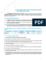 Edital Do Processo de Seleção para Curso de Especialização de Dosimetrista 2022