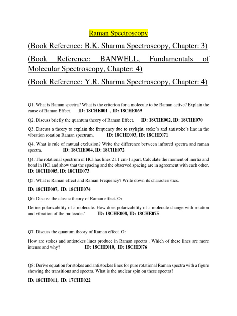 ESR and RAMAN CHE401 Assignment | Download Free PDF | Raman ...