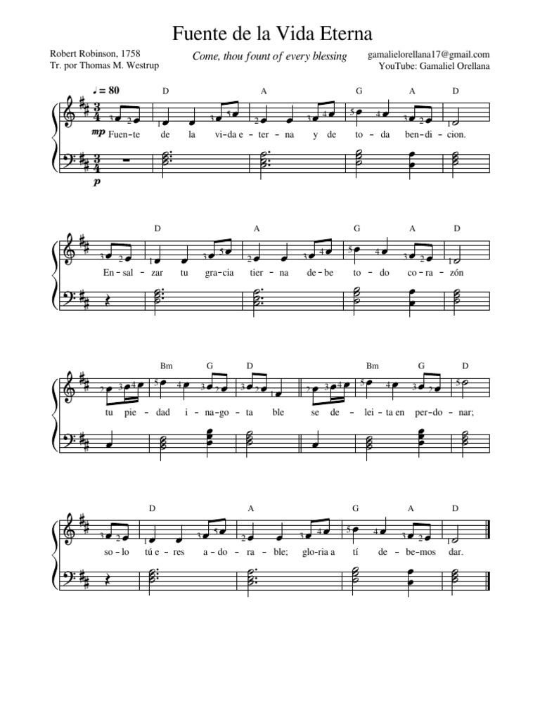 Partitura y letra: Fuente de la Vida Eterna | PDF