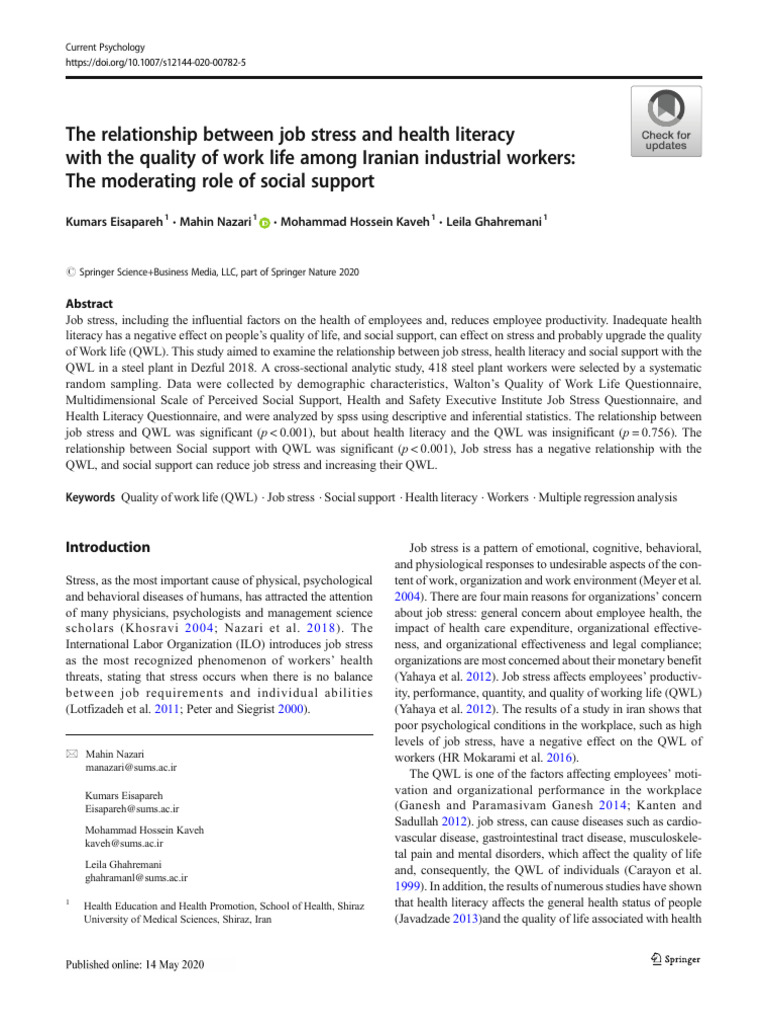 The Relationship Between Job Stress and | PDF | Occupational Stress ...
