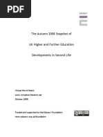Download The Autumn 2008 Snapshot of UK Higher and Further Education Developments in Second Life by Eduserv Foundation SN7063696 doc pdf