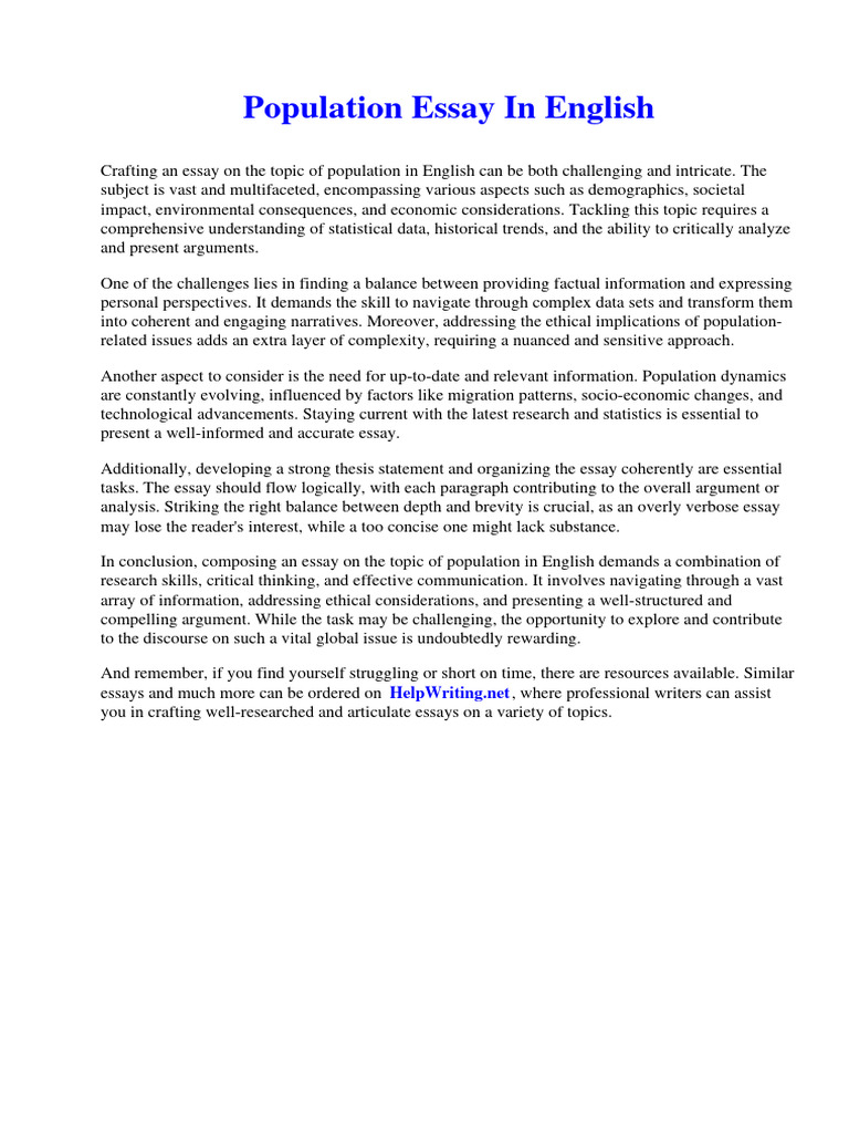 Population Essay in English | PDF | Pit Bull | Essays