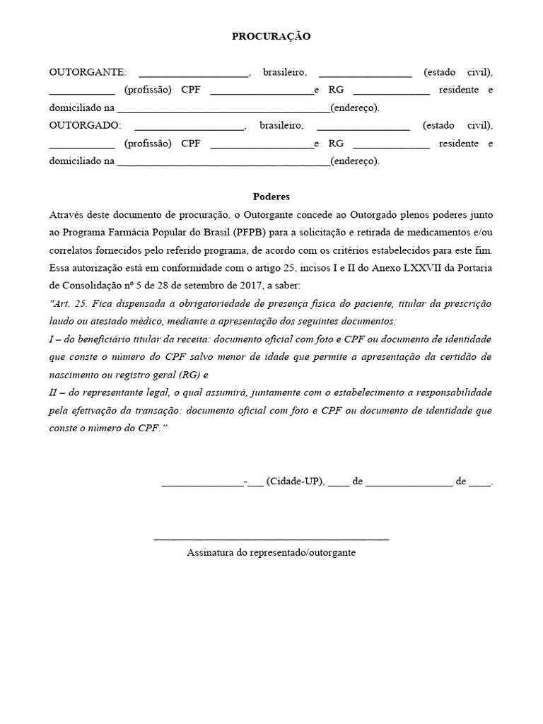 Modelo De Procuracao Da Farmacia Popular