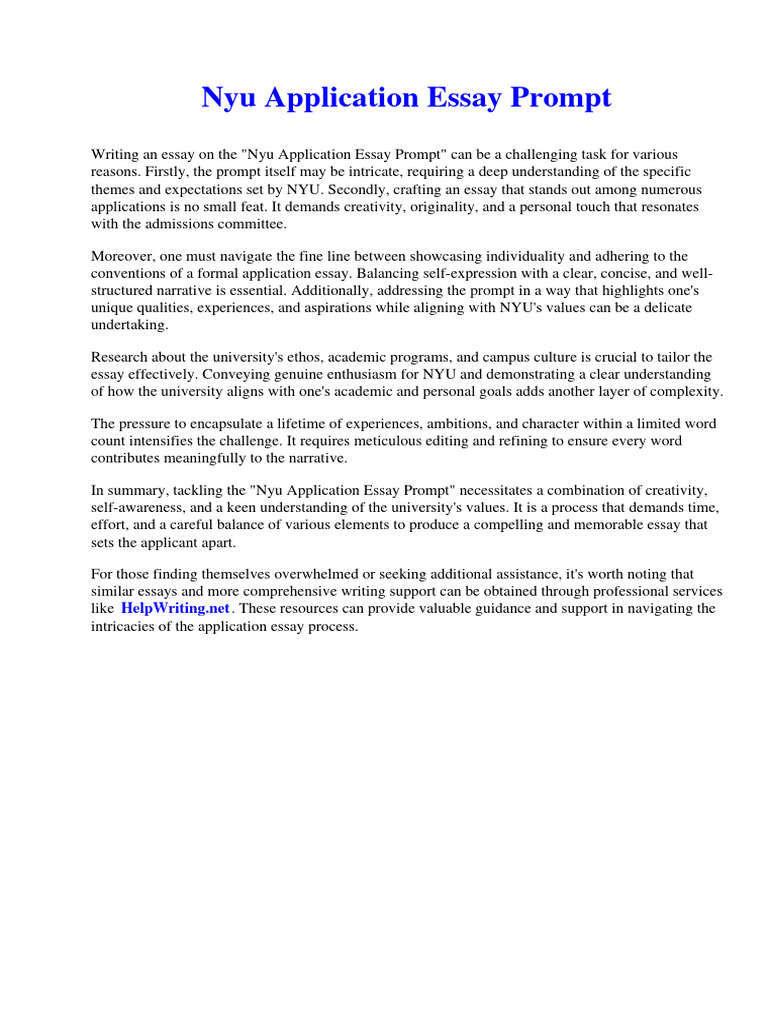 Nyu Application Essay Prompt PDF Usability Funeral