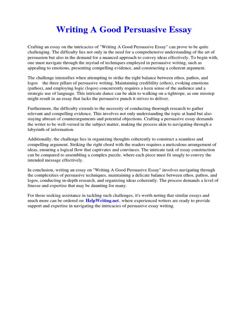Writing A Good Persuasive Essay | PDF | Human Trafficking | Persuasion