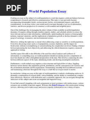 World Population Essay