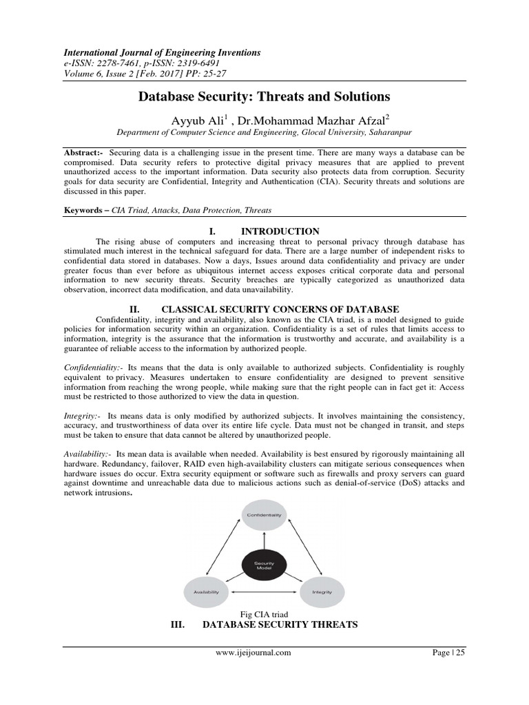 Database Security Threats and Solutions | PDF | Information Security ...