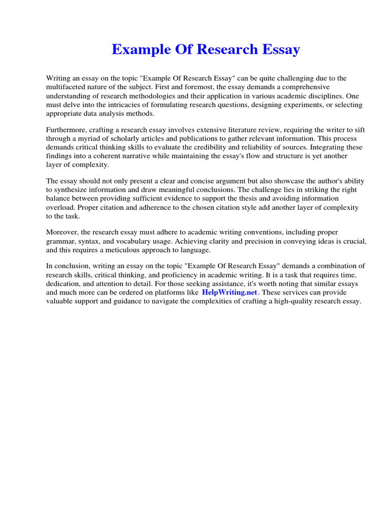Example of Research Essay | PDF | Essays | Id