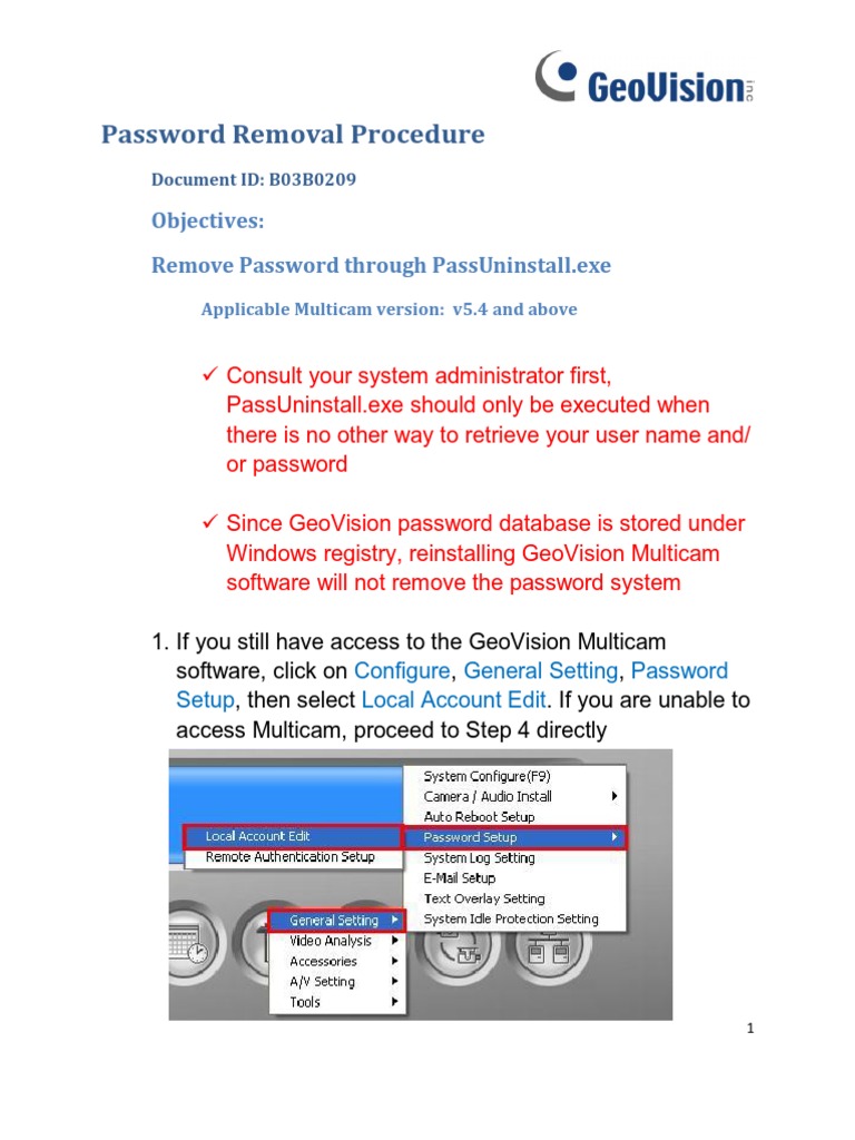 Geovision Password Reset Instructions PDF Password Windows Registry