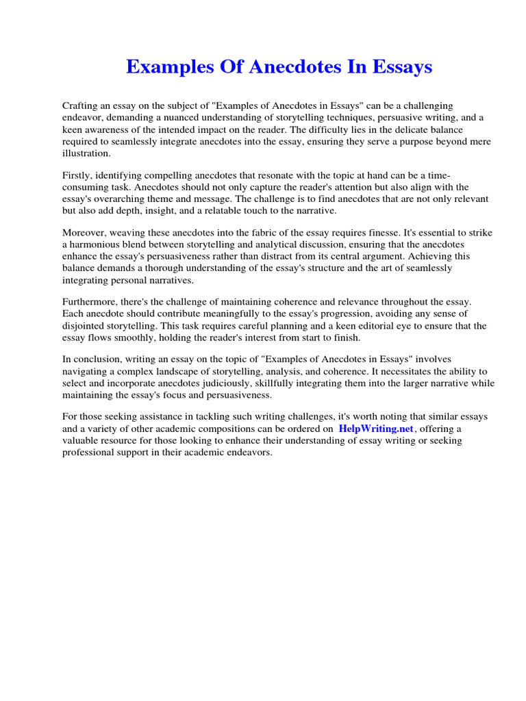 Examples of Anecdotes in Essays | PDF | Essays | Narrative