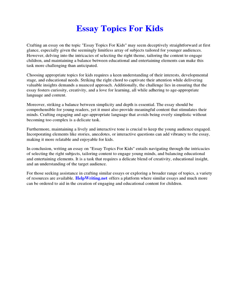 Essay topics for kids pdf the great gatsby essays